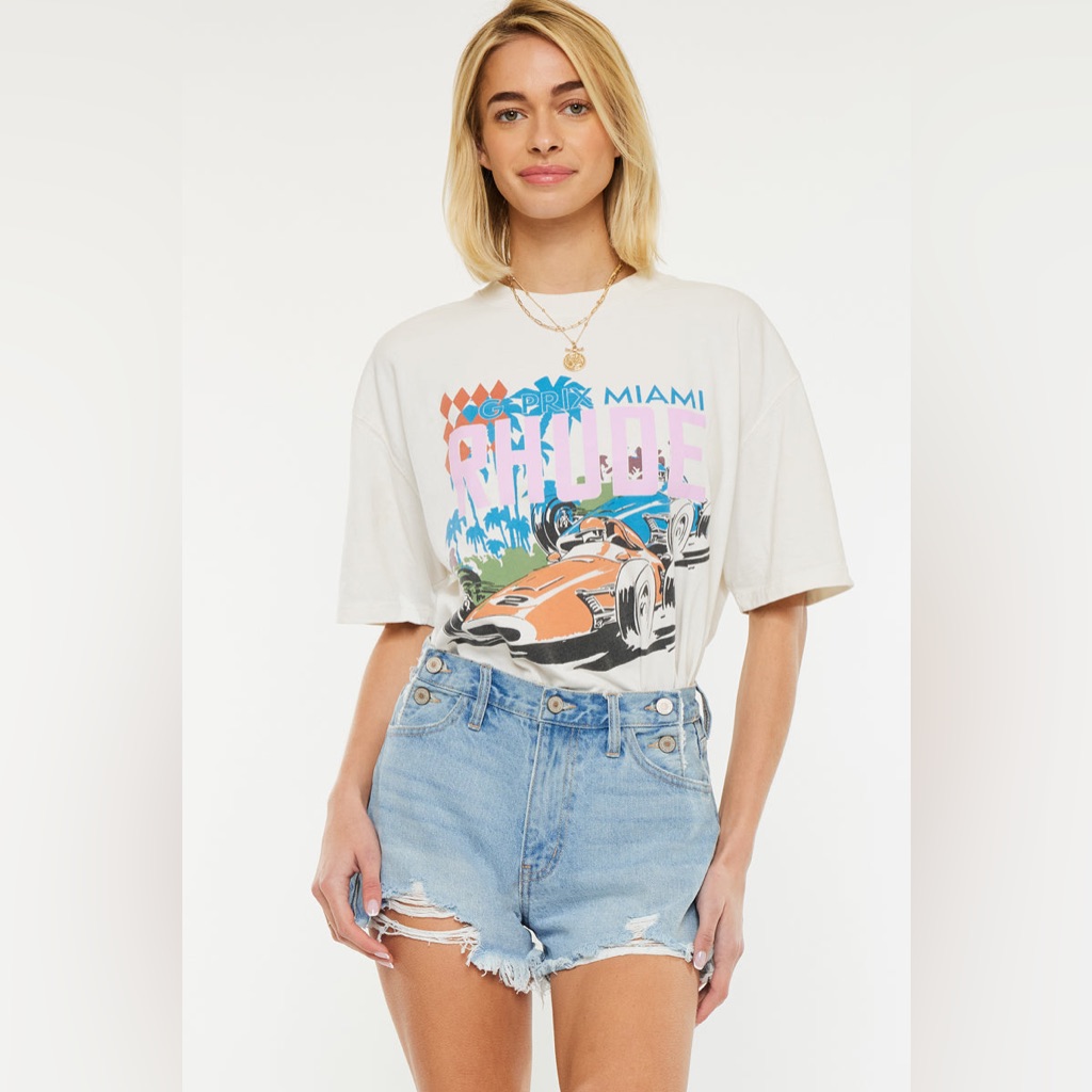 Kancan Tamra High Rise Denim Shorts Y2k Rigid Cutoff Festival Grunge 9/28